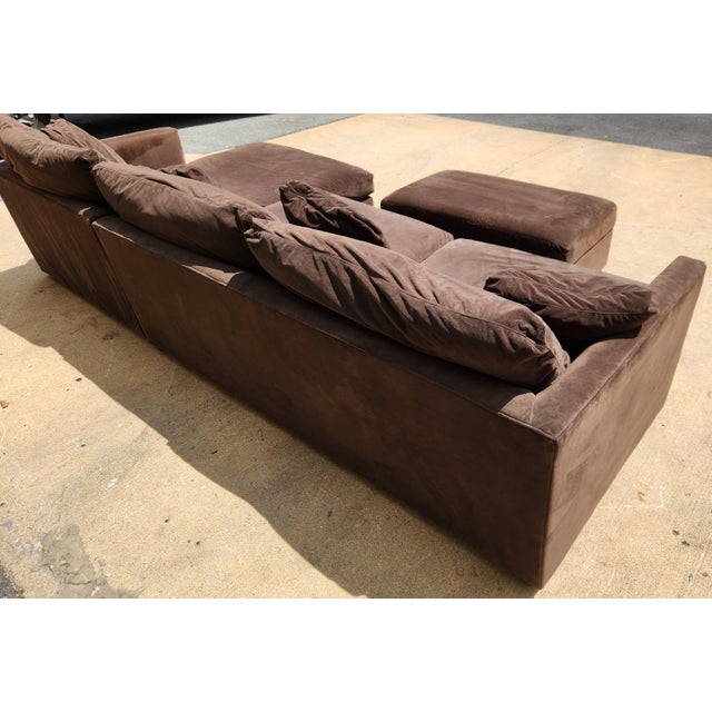 2010s Chocolate Colored Sectional Sofa With Storage Ottoman Attributed to Crate and Barrel For Sale - Image 5 of 7