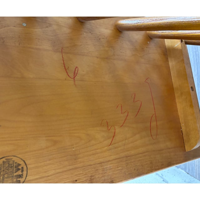 Wood Vintage Heywood Wakefield Bamboo Style Side Table Magazine Rack For Sale - Image 7 of 9