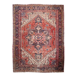 TRUE KING Mighty Iconic Antique Karaja Deep Strawberry Rug 10.6 x 13 For Sale