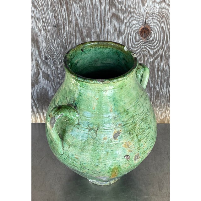 Ceramic Vintage Boho Glazed Ceramic Urn For Sale - Image 7 of 9