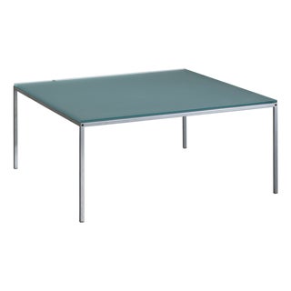 Coffee Table with Iron Frame and Sandblasted Glass Top, 1999 For Sale