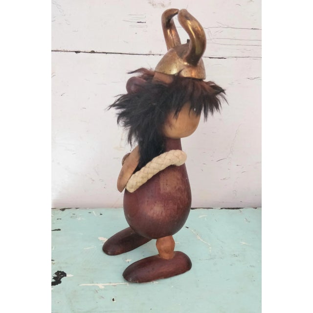 Vintage Mid-century modern viking bottle opener made by Carl Bent in Denmark This a Teak, Brass & Fur Viking Figure /...