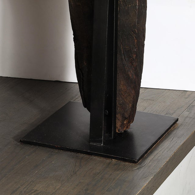 Wood Mid-Century Toguna Sculpture in Burnt Oak on Metal Base by Dogon People, Mali For Sale - Image 7 of 12