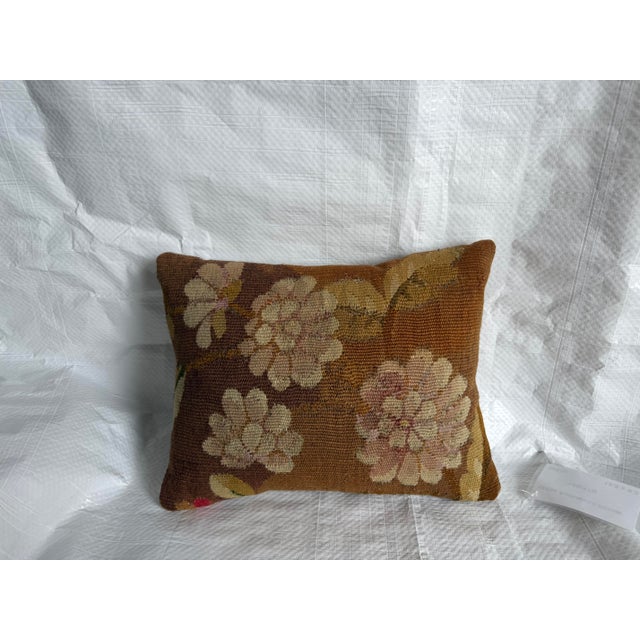 This authentic French Aubusson tapestry pillow has been meticulously handcrafted from an original mid-19th century...