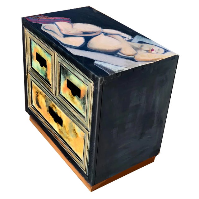 "Tamara de Lempica" 2021, is a playful original acrylic chalk painting by artist Patrick Briggs for Palm Springs Regency....