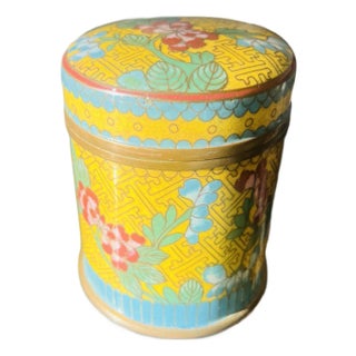 Vintage Chinese White Cloisonné Enamel Bird & Floral Trinket Box For Sale