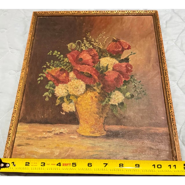 English Early 20th Century Floral Still Life Oil Painting in Gilt Frame For Sale - Image 3 of 12