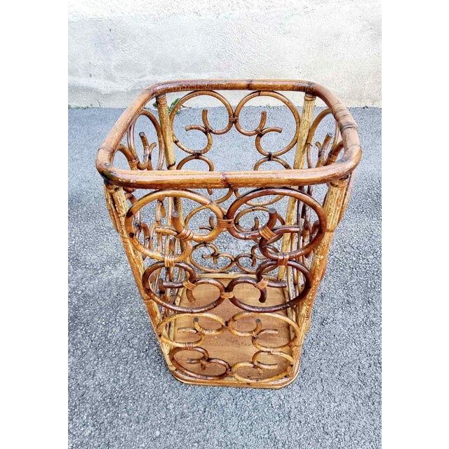 1960s Italian Modern Rattan and Bamboo Umbrella Stande, Italy, 1960s For Sale - Image 5 of 10