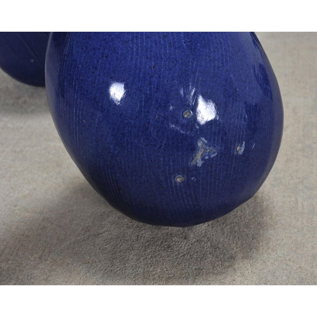 Blue Set of Blue Glazed Ceramic Garden Egg Sculptures After Jun Kaneko For Sale - Image 8 of 18