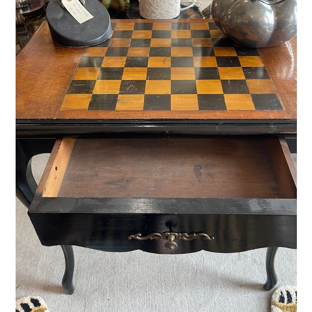 Wood French 19Th. C. Louis XV Inlaid & Ebonised Game Table For Sale - Image 7 of 12