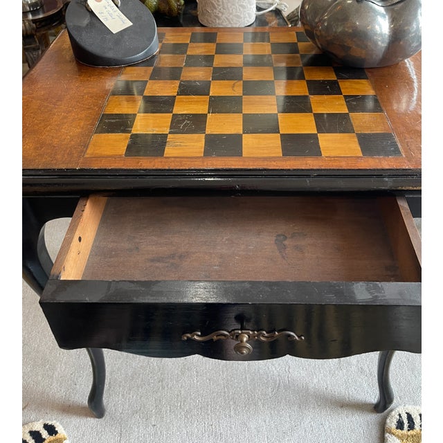 Wood French Louis XV Inlaid & Ebonised Game Table, 19Th C For Sale - Image 7 of 12