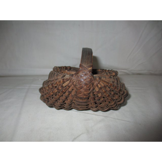 Burnt Umber Antique Early American Miniature Buttocks Basket For Sale - Image 8 of 8