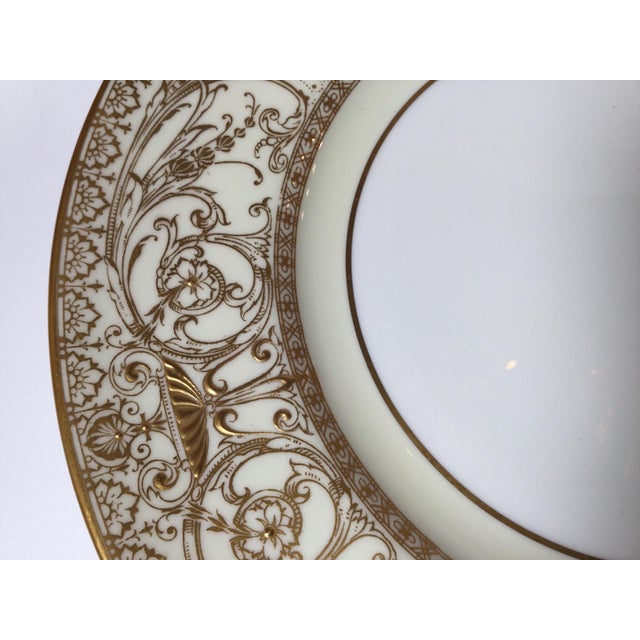 Set of 12 English Raised Gilt Porcelain Dinner Service Plates For Sale In Philadelphia - Image 6 of 8