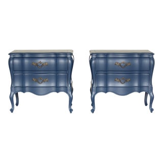 Pair of Late 20th Century Bombay Style Blue Nightstands For Sale