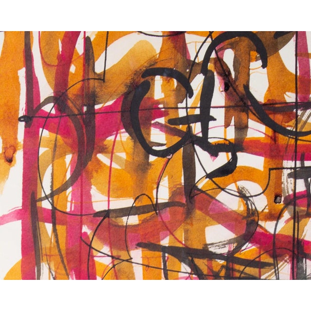 Paper 1961 Abstract Ink and Watercolor Painting by Harry Hilson For Sale - Image 7 of 8