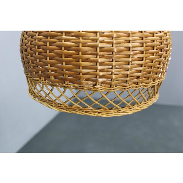 Czechoslovakian Rattan and Pine Pendant Light, 1970s For Sale - Image 10 of 17