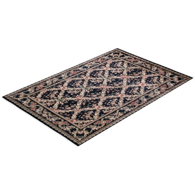 Black Vintage Moroccan Hand Knotted Wool Area Rug, Black - 6'0" X 8'10" For Sale - Image 8 of 9