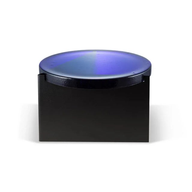 Alwa one big blue black coffee table by Pulpo. Dimensions: D56 x H35 cm. Materials: Casted glass; powder coated steel....