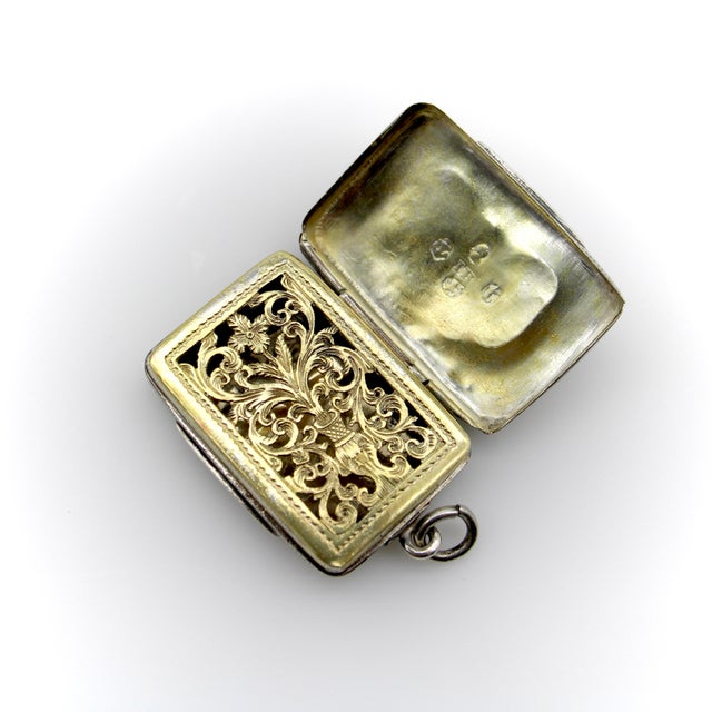 Metal Early 19th Century Sterling Silver Georgian Rectangular Vinaigrette With Bas Relief Clover For Sale - Image 7 of 10