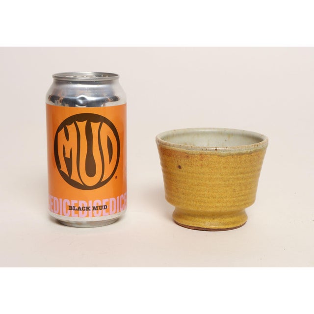 Petite Vintage Matte Ochre Studio Stoneware Vessel / Bud Vase by Deanna Nichols For Sale - Image 10 of 13