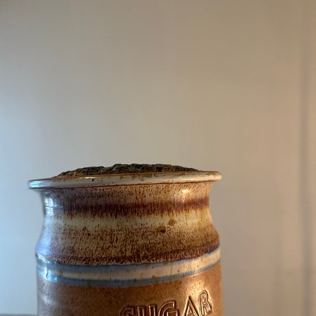 1970s Pottery Sugar Jar With Corked Lid For Sale - Image 4 of 5