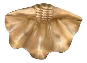 Vintage Hollywood Regency Brass Tridacna Clam Shell Trinket Dish