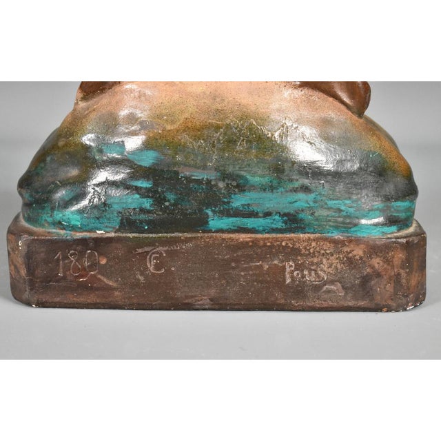 Antique French Bust of Young Girl in Plaster, 1910s For Sale - Image 12 of 16