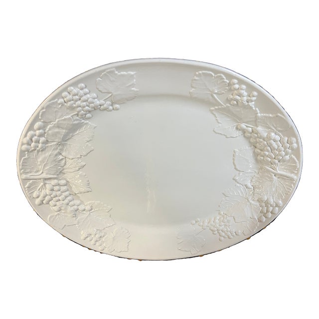 1970s Large Italian Serving Platter With Fruit and Grapes Relief For Sale