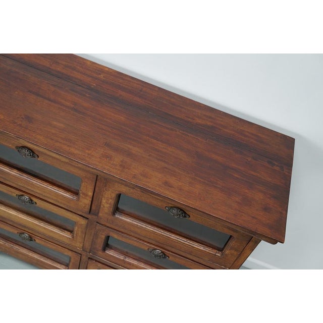 Vintage Dutch Teak Haberdashery Shop Cabinet / Vitrine For Sale - Image 9 of 14