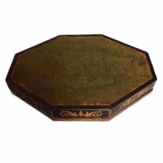 English Regency Octagonal Penwork Decorated Box For Sale - Image 4 of 6