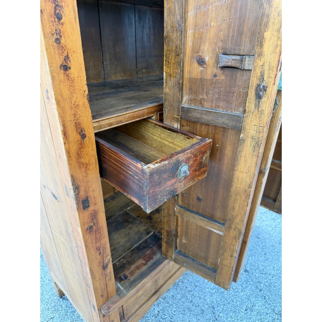 Brown Antique 19th-Century Chinese Elmwood Multi-Door Armoire & Wedding Cabinet For Sale - Image 8 of 11