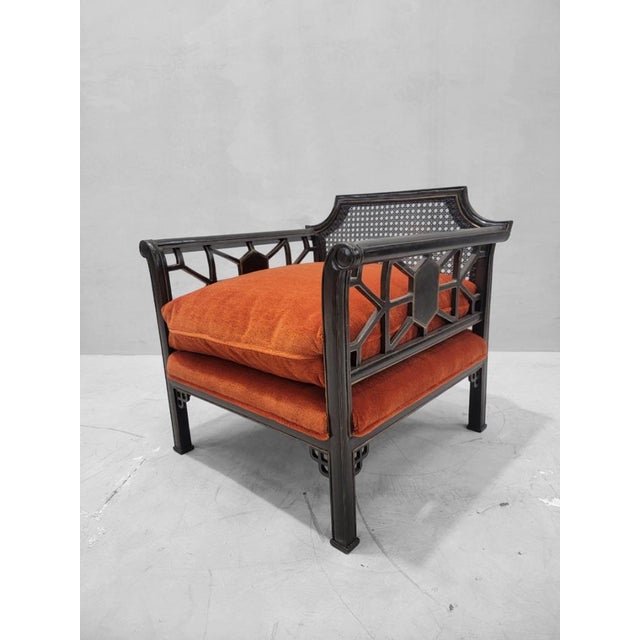 Mid Century Modern Michael Taylor for Baker Style Black Ebonized Ming Sofa and Chair Set Custom Restored and Newly...