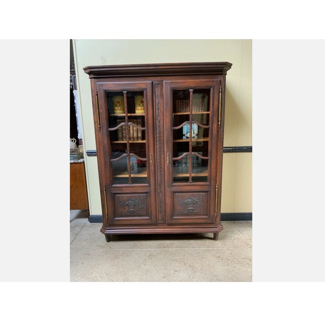 Wood Antique Art Nouveau Display Cabinet, 1910 For Sale - Image 7 of 12