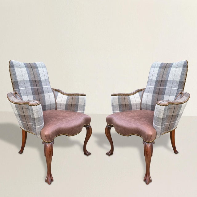 These early 20th-century Queen Anne Revival armchairs have the swagger of something pulled from an Edwardian country...