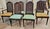 Set Six Mid 20th Century Refinished Walnut and Cane Back Dining Chairs. Two armchairs and 4 side chairs. Upholstery faded....