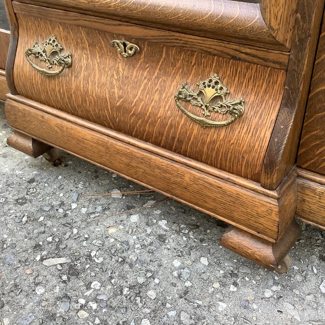 Tan Tiger Oak Triple Bookcase For Sale - Image 8 of 10