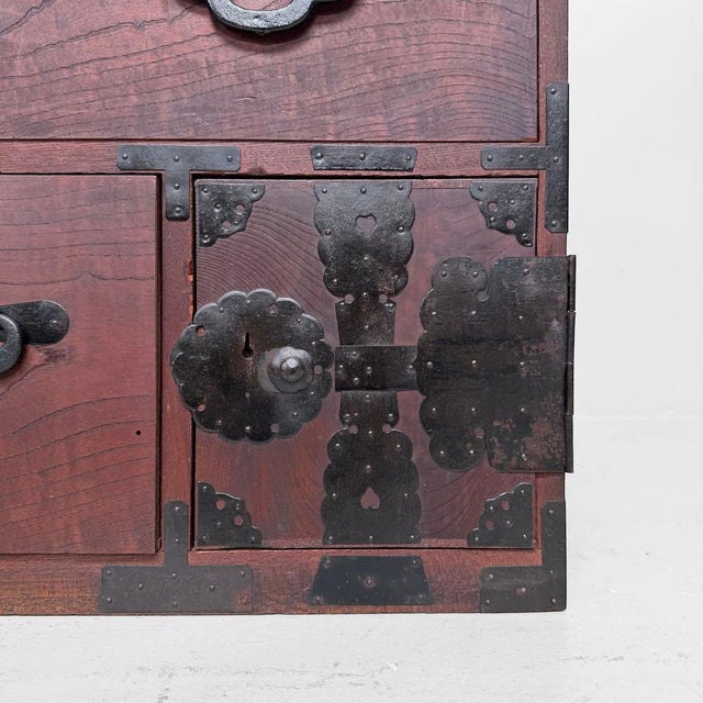 Contemporary Low Antique Japanese Kimono Tansu Cabinet, 1910s For Sale - Image 3 of 13