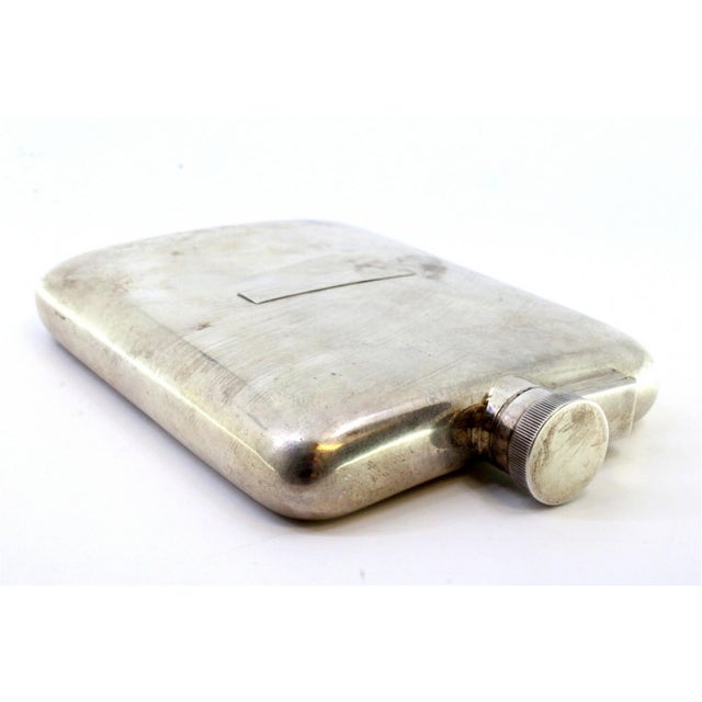 Curved Silver Whiskey Pocket Flask For Sale - Image 4 of 9