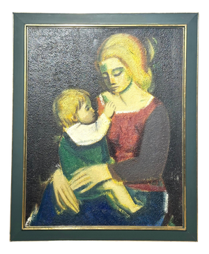 Ludo Laagland, Mother and Child, Mixed Media on Panel