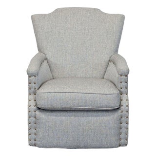 Cr Laine Furniture Lounge Swivel Chair With Nailhead Trim For Sale