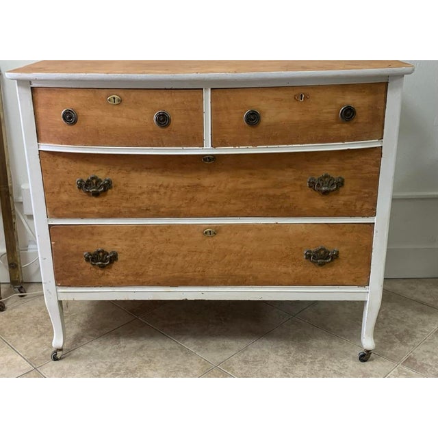 Vintage Curved Front Dresser – Solid Wood With Original Hardware For Sale In San Francisco - Image 6 of 6
