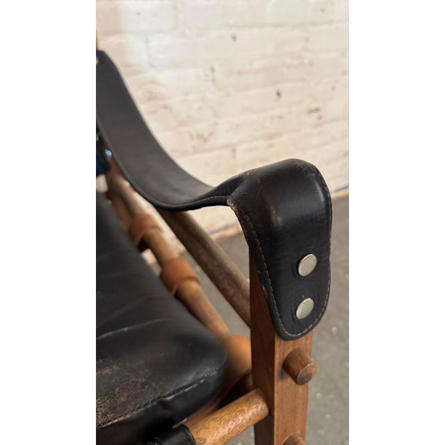 Black Rare Mid-Century Safari Chairs After Arne Norell For Sale - Image 8 of 15