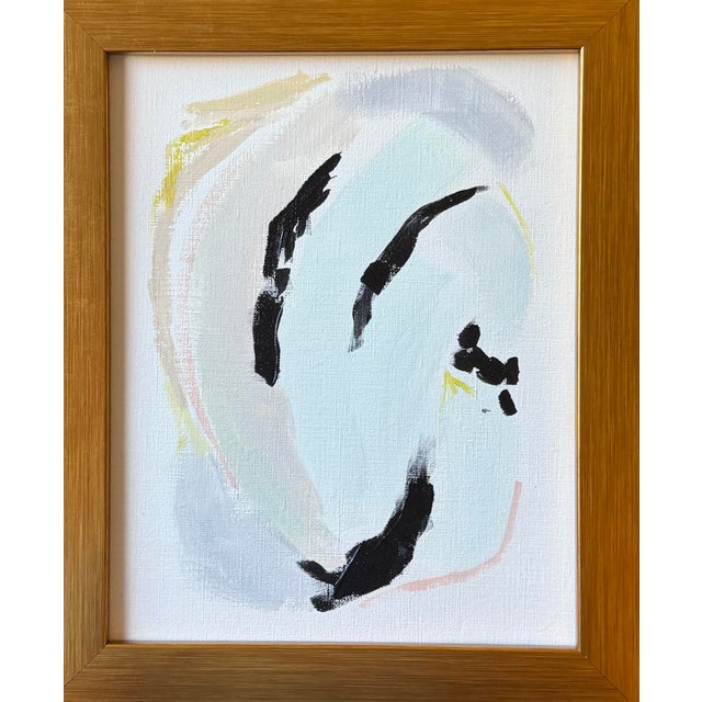 This abstract acrylic painting on fine art paper comes framed in a high quality wide gold frame. The painting is 8” x 10”....