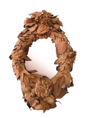 19th Century French Floral Leather Mirror