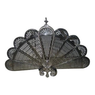 1940s Hollywood Folding Nickel Fire Screen For Sale