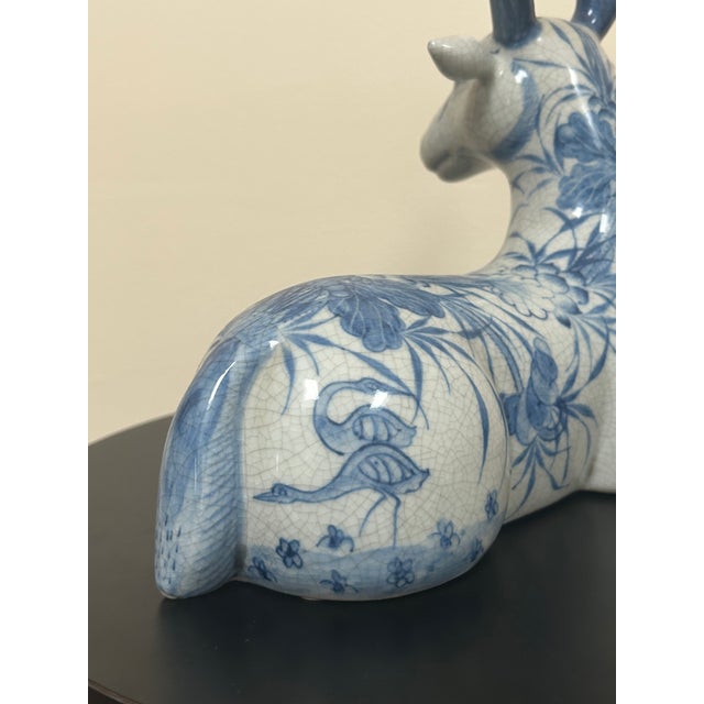 Late 20th Century Thai Blue and White Ceramic Deer For Sale - Image 12 of 18