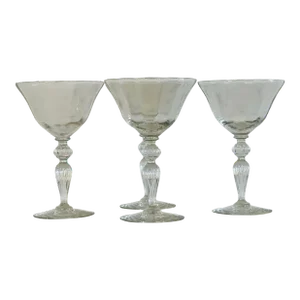 Vintage 1930s Iridescent Glass Coupe Glass Stems- Set of 4