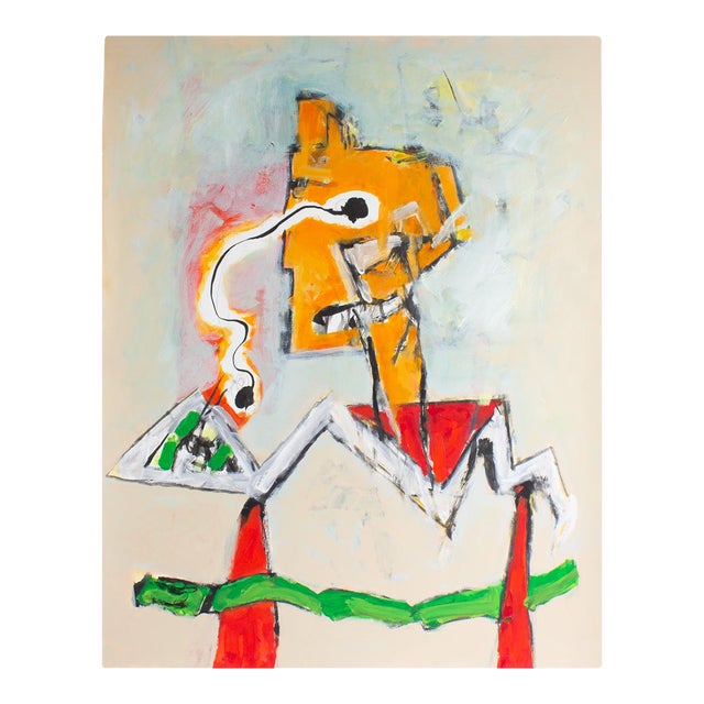 Abstract Mixed Media Painting on Paper by James L. Bruch For Sale