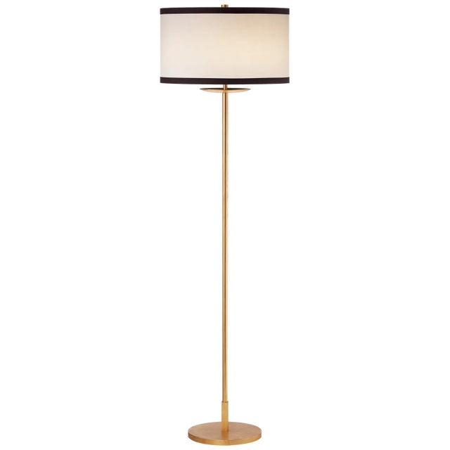 Walker Medium Floor Lamp in Gild with Cream Linen Shade with Black Linen Trim Designer: kate spade new york Height: 58"...