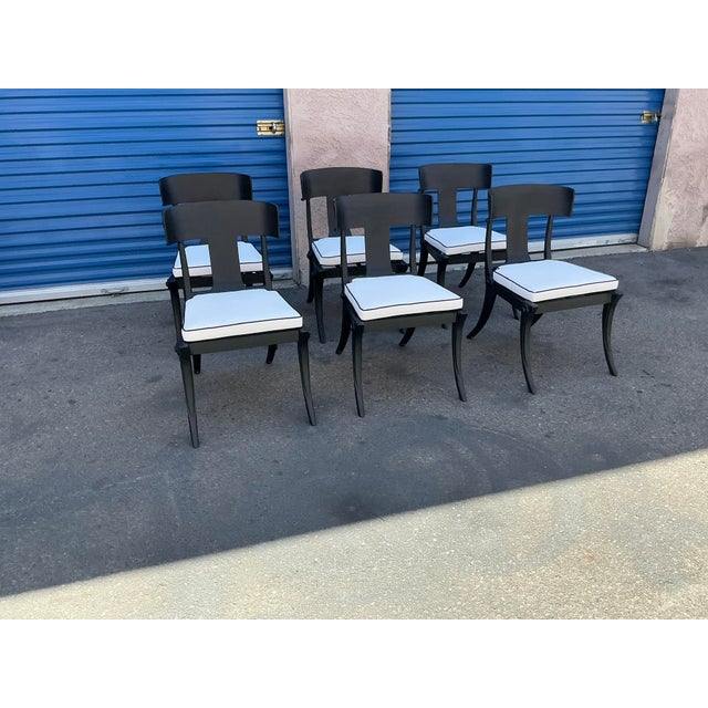 Modern Mid-Century Style Klismos Patio Dining Chairs -6 For Sale - Image 4 of 13